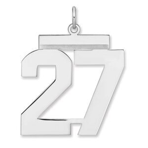 Sterling Silver, Athletic Collection, XL Polished Number 27 Pendant